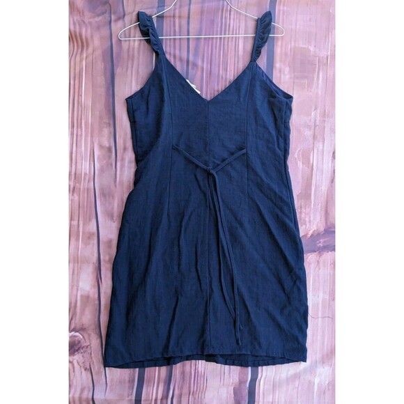 Le Lis Navy Button Down Denim Dress Size Small Babydoll 90s classic - Picture 2 of 7